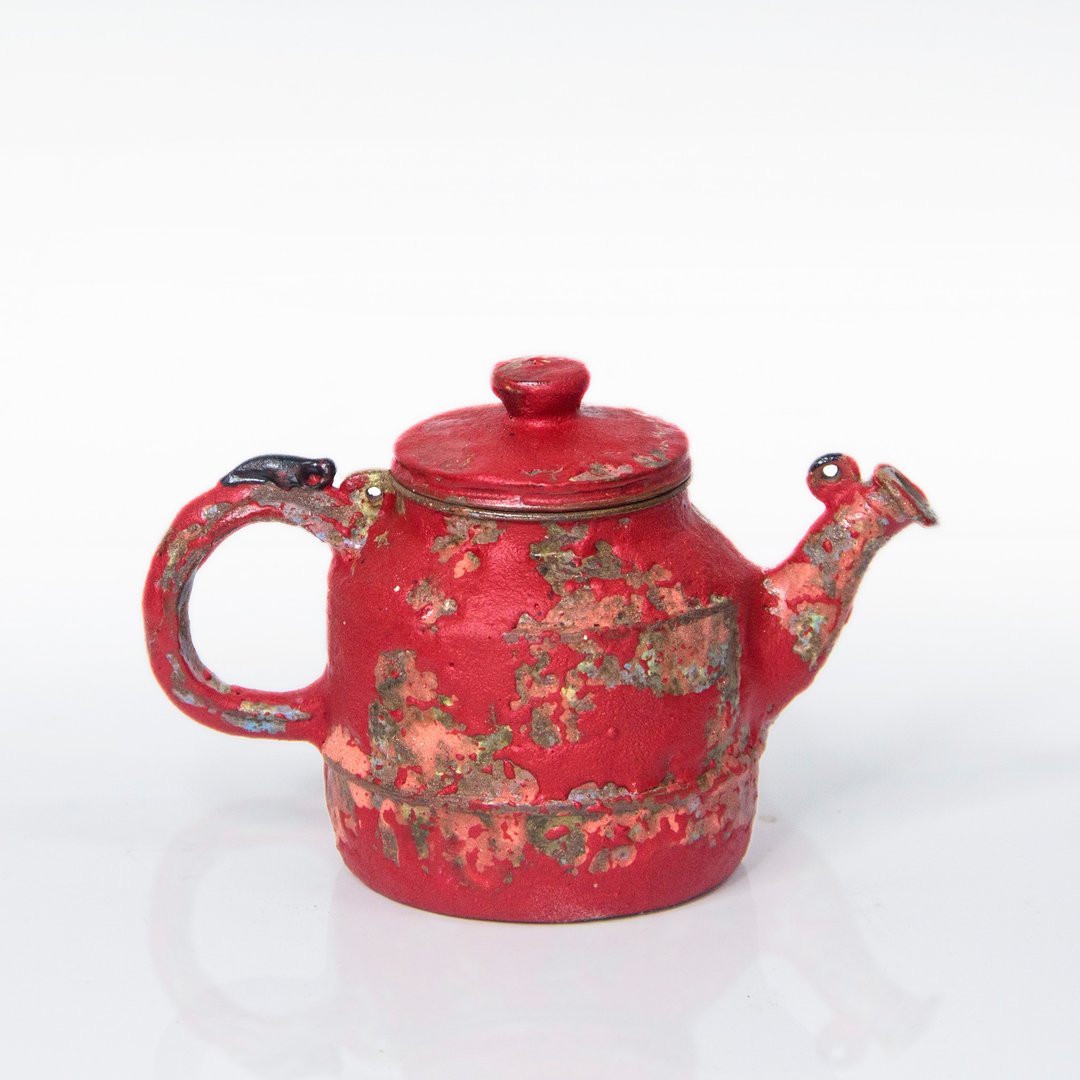 仿油罐壶系列 | 正把茶壶 - 仿旧 原矿红土胎 陈金旺手作 - 茶具/茶杯 - 陶 红色