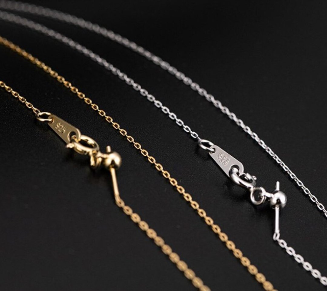New Length Adjustable by Silicone Balls 925 Silver Chains for Men Women Unisex - 项链 - 纯银 多色