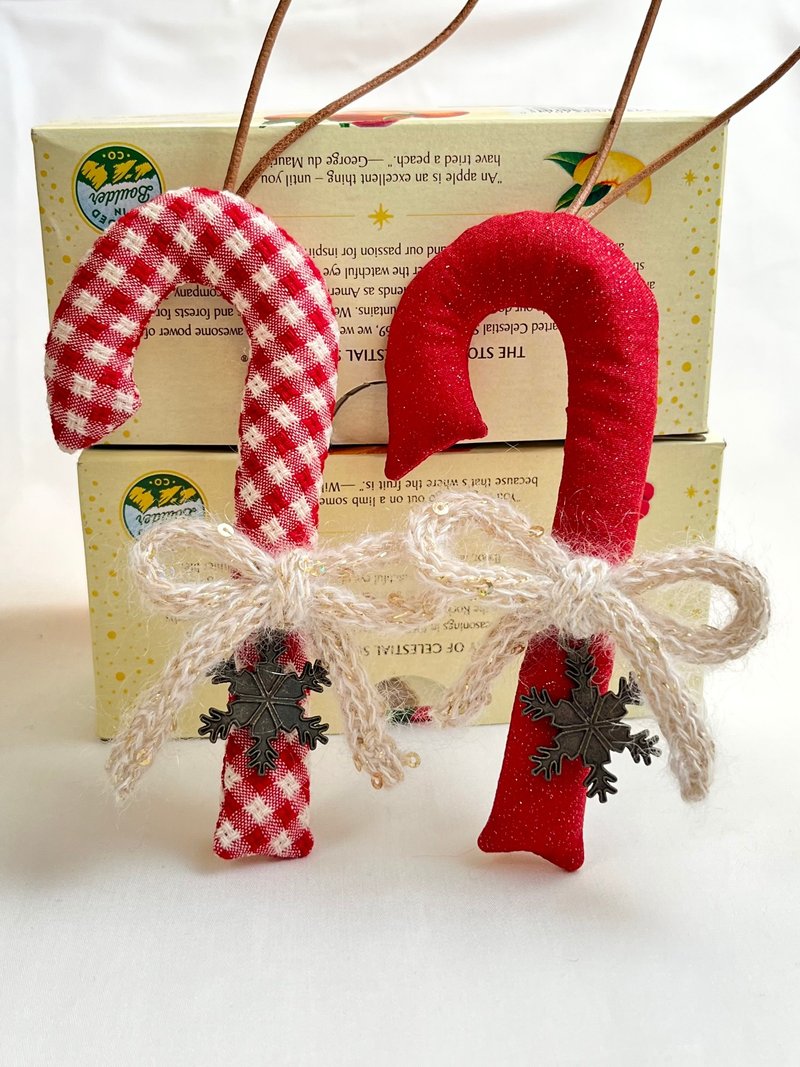 吊饰/圣诞拐杖糖 装饰 挂饰 日本布 - 摆饰 - 棉．麻 红色