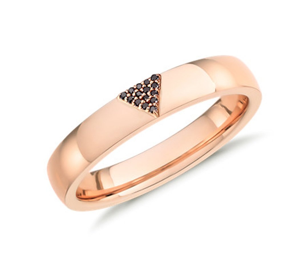 【PurpleMay Jewellery】纯18K白金三角形黑钻对戒订制 R014 - 对戒 - 钻石 银色