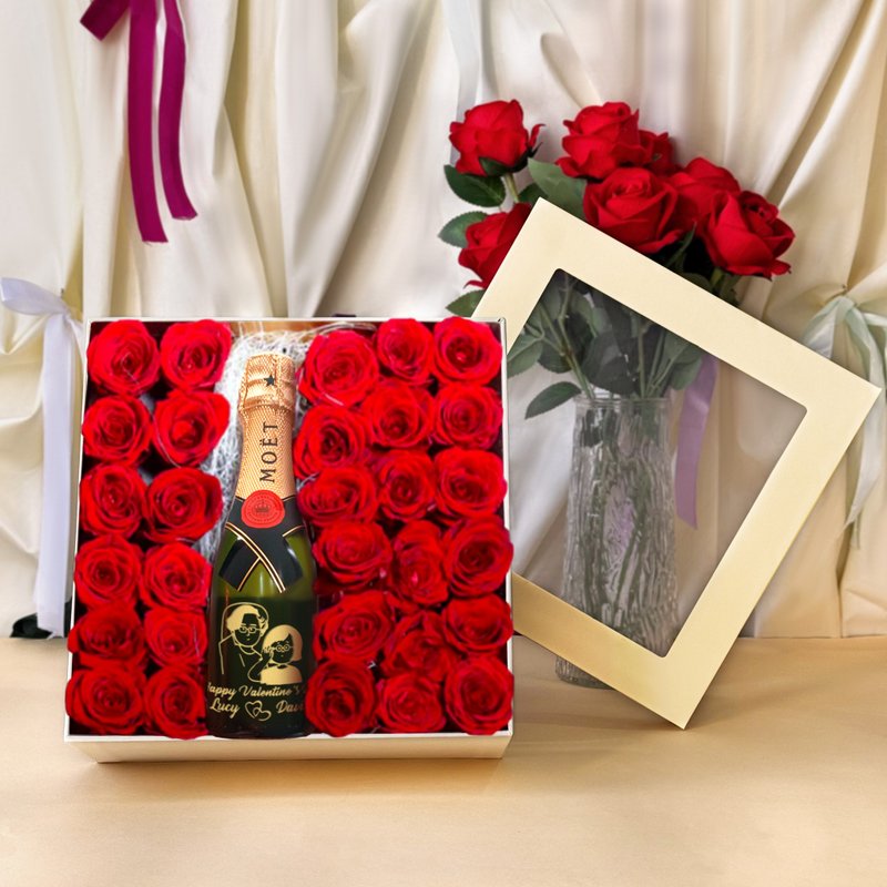 Flowers | 永生花与酒礼盒 | 真爱着你 情人节礼物 送女友首选 - 酒类 - 压克力 