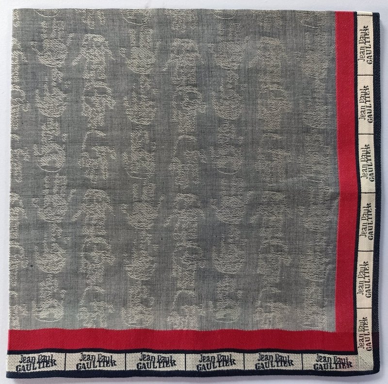 Jean Paul Gaultier 巴黎复古手帕手指纹章 18.5 x18.5 英寸 - 手帕/方巾 - 棉．麻 灰色