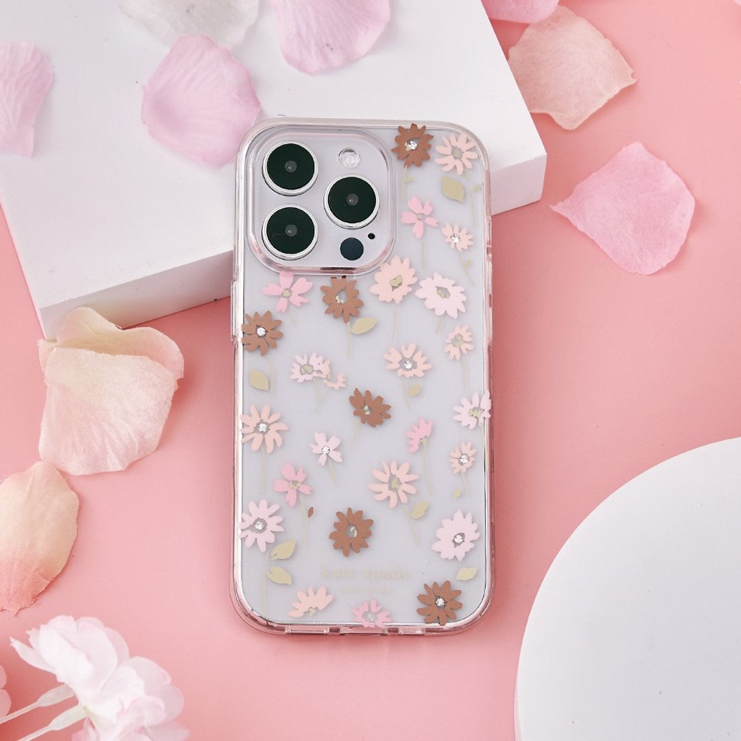 kate spade iPhone 14 系列/16e  精品手机壳 初春花语 - 手机壳/手机套 - 塑料 粉红色