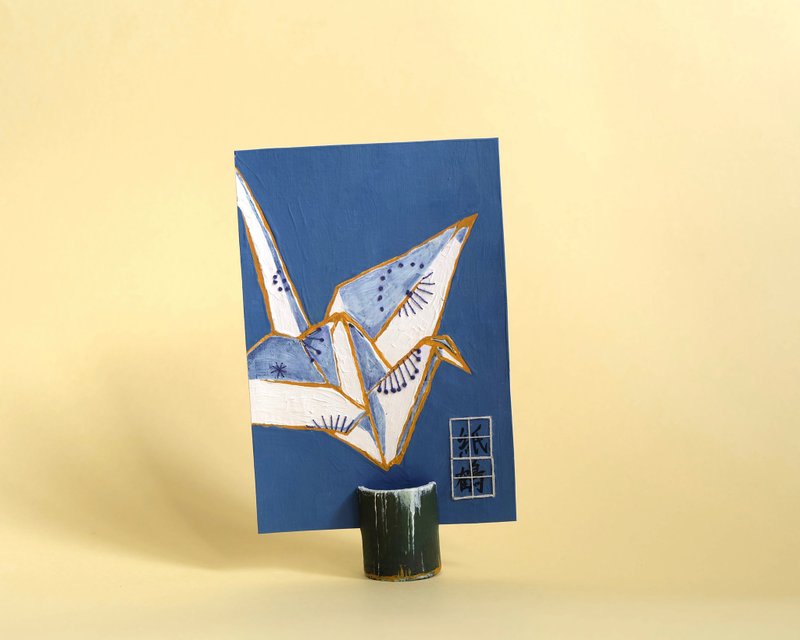 The Minimal Japonisme Series (Blue): The Origami Crane - 卡片/明信片 - 纸 蓝色