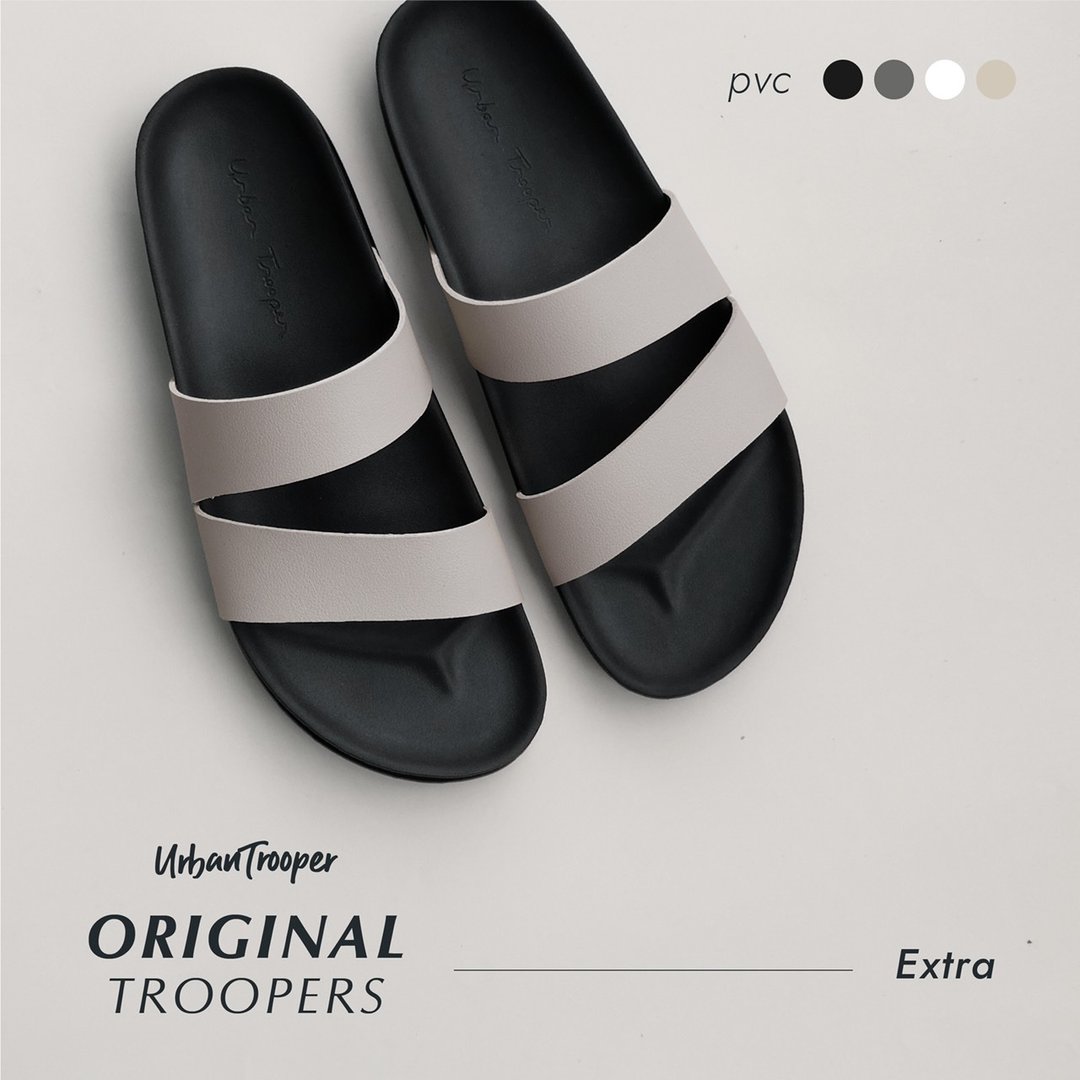 Urban Trooper, Original Troopers'PVC'Leather, Thunder Cream - 拖鞋 - 防水材质 