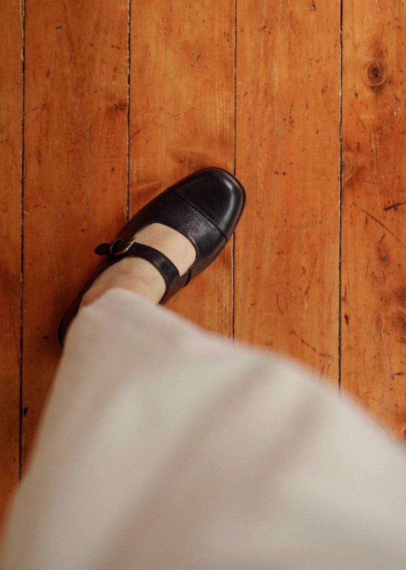 柔软轻盈 复古羊皮瑪莉珍 手工製 黑色 手工製 - 玛莉珍鞋 - 真皮 黑色