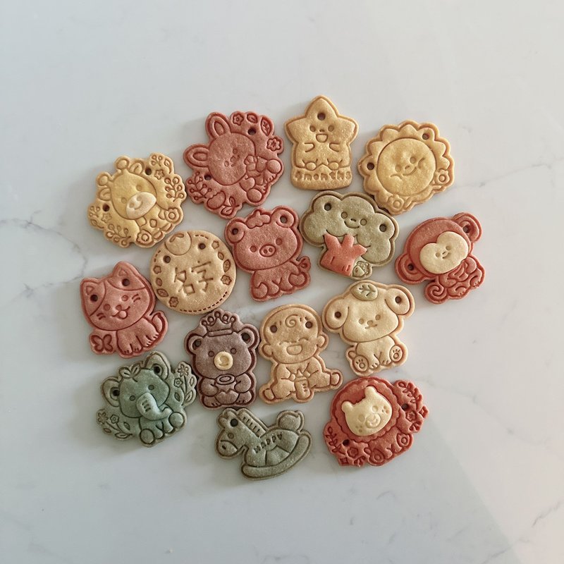 动物森林 蔬果奶油饼干 无糖霜 彩色收涎饼干 12+3 片 - 手工饼干 - 其他材质 