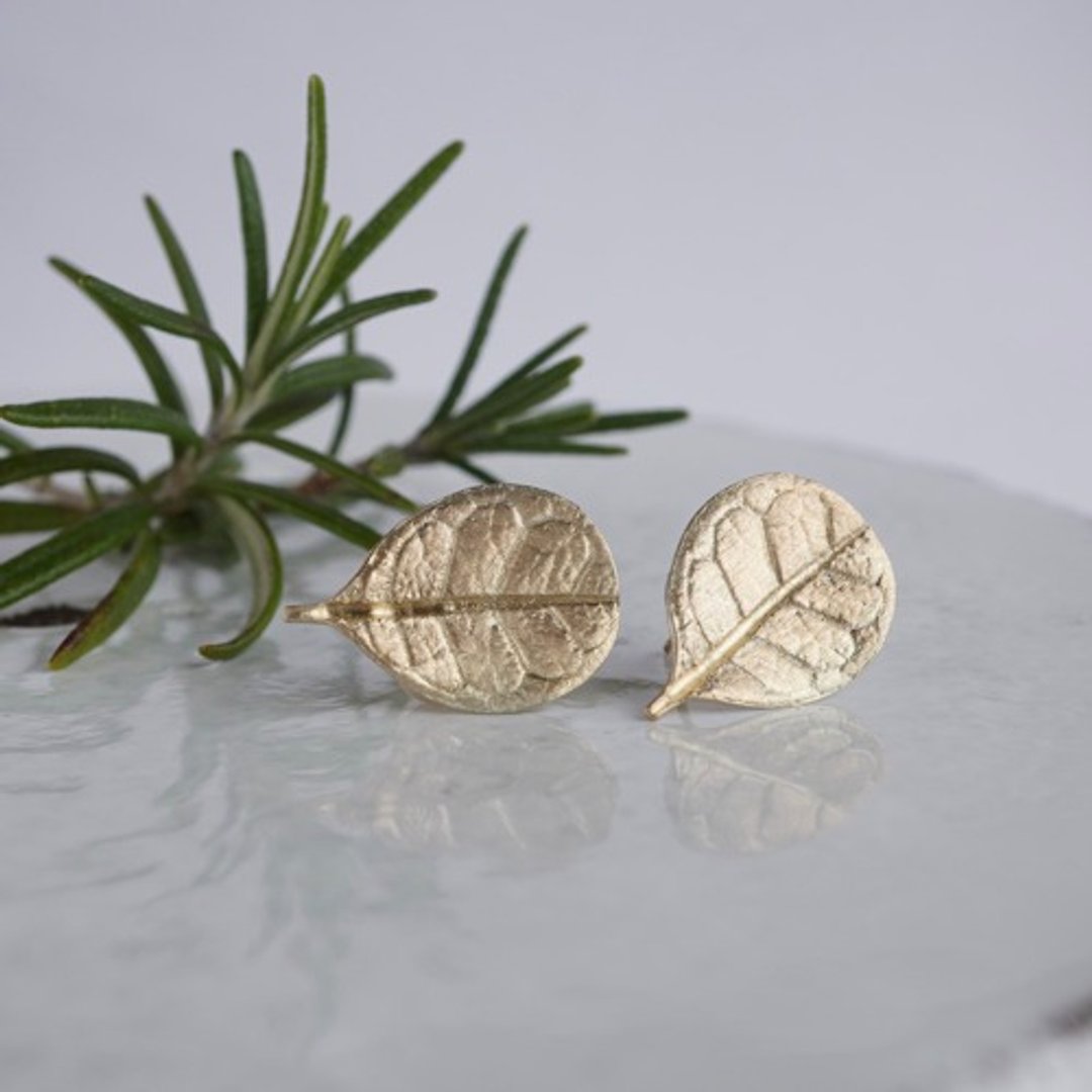Feijoa leaf stud earrings (Small) [{EP064K10] - 耳环/耳夹 - 其他金属 