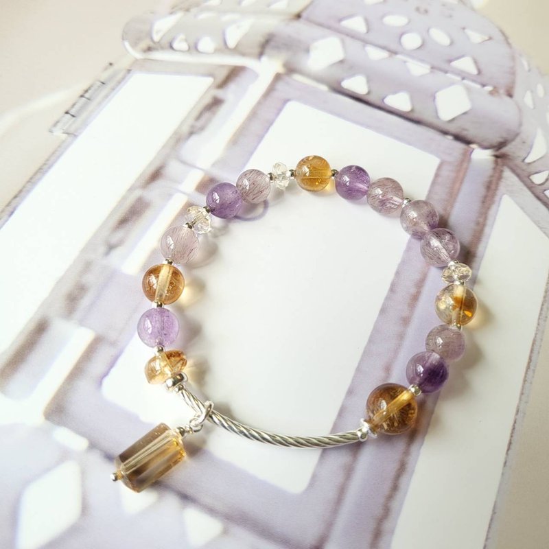 招财/贵人/旺运~超七/黄水晶纯银手链 - 手链/手环 - 水晶 