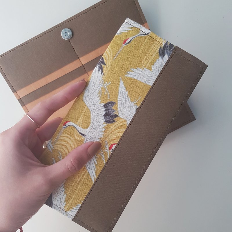 腾云驾雾 日本布 水洗牛皮纸夹 长夹 钱包 - 皮夹/钱包 - 纸 橘色