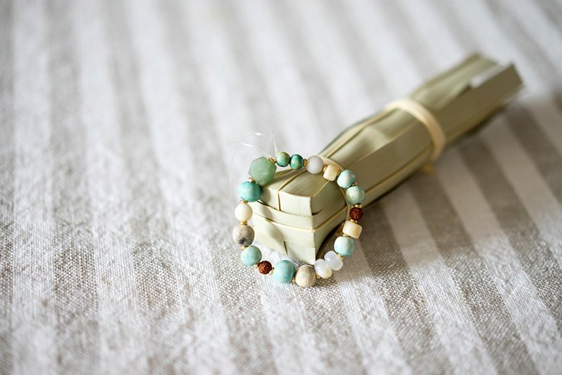 气息/柬埔寨陶瓷老珠石头手链 - 手链/手环 - 陶 