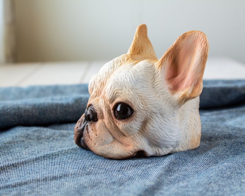 法斗大头 拟真 摆饰  盆栽 / 烛台 / 笔筒 - 植栽/盆栽 - 树脂 白色