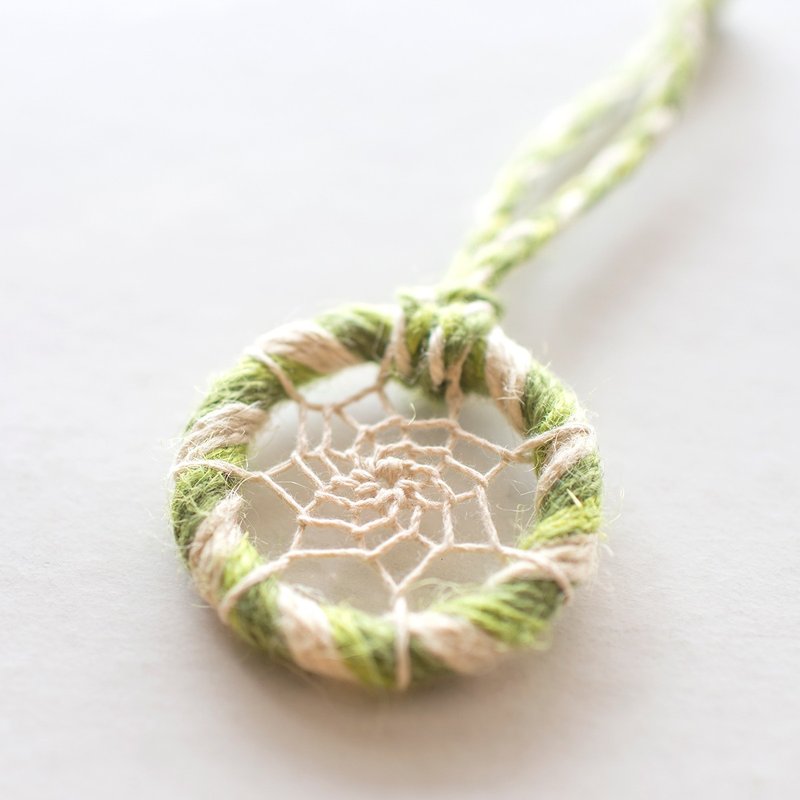 迷你捕梦网 - 麻绳(白+黄绿+青绿) - 包包吊饰 交换礼物 - 吊饰 - 其他材质 