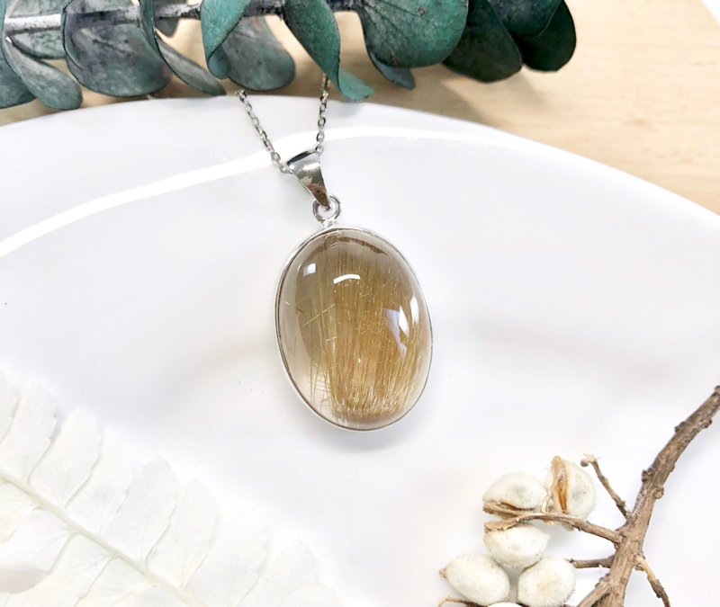 钛晶 925纯银【顺丝大钛钛】【原件寄出】寓意吉利 吉祥 事事圆满 - 项链 - 水晶 金色