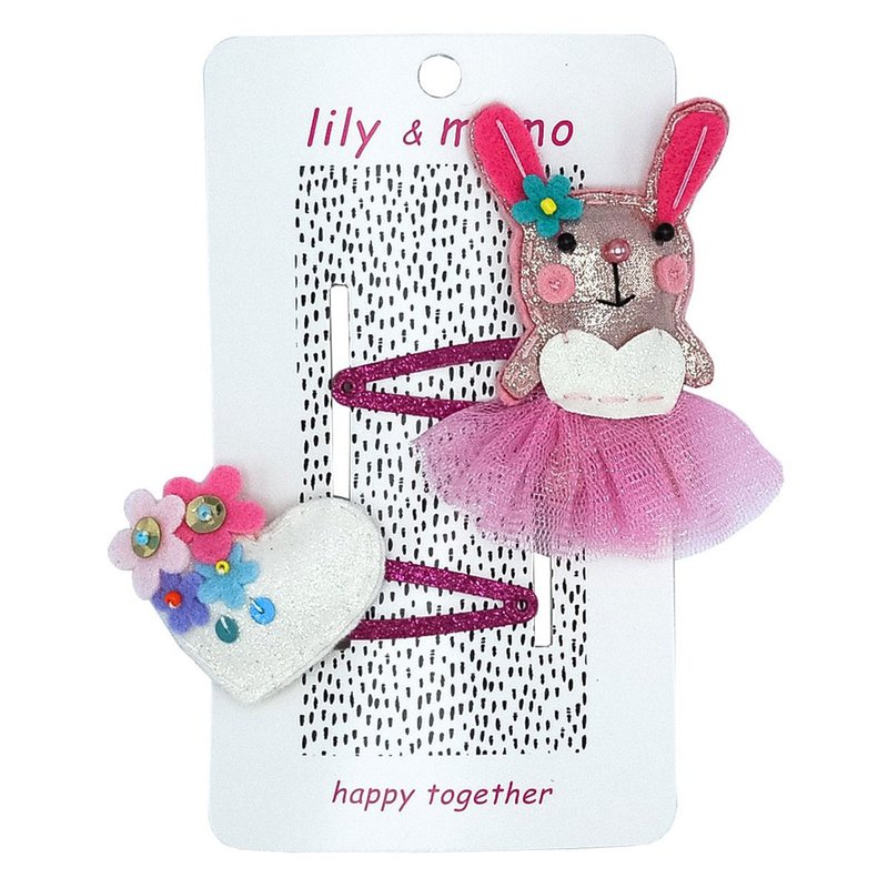 美国 Lily & Momo 手工发饰 ─ 珍爱小兔 | 两件组 | 清新可爱 - 婴儿饰品 - 聚酯纤维 粉红色
