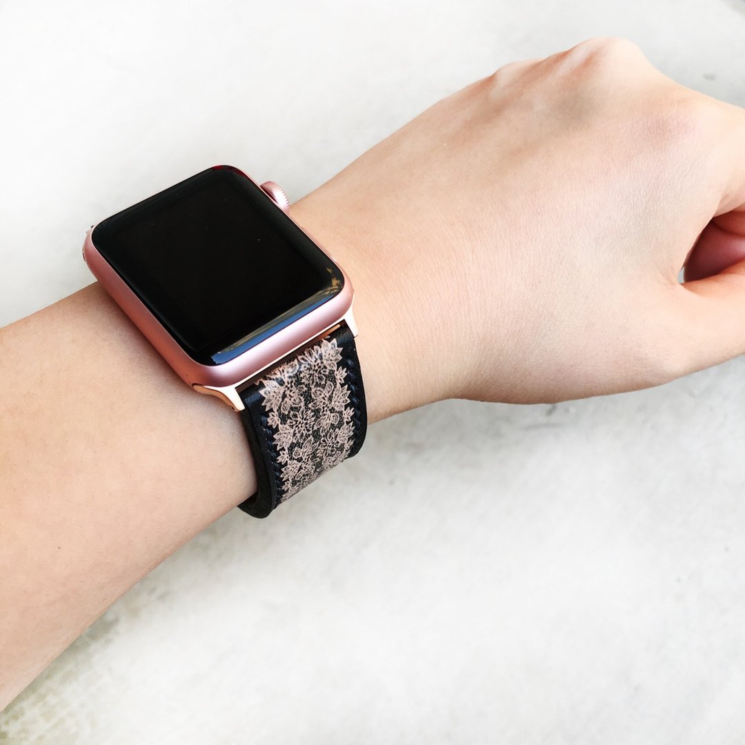Apple Watch Band 38mm 42mm 40mm 44mm, HandStitched Handmade - 表带 - 真皮 黑色