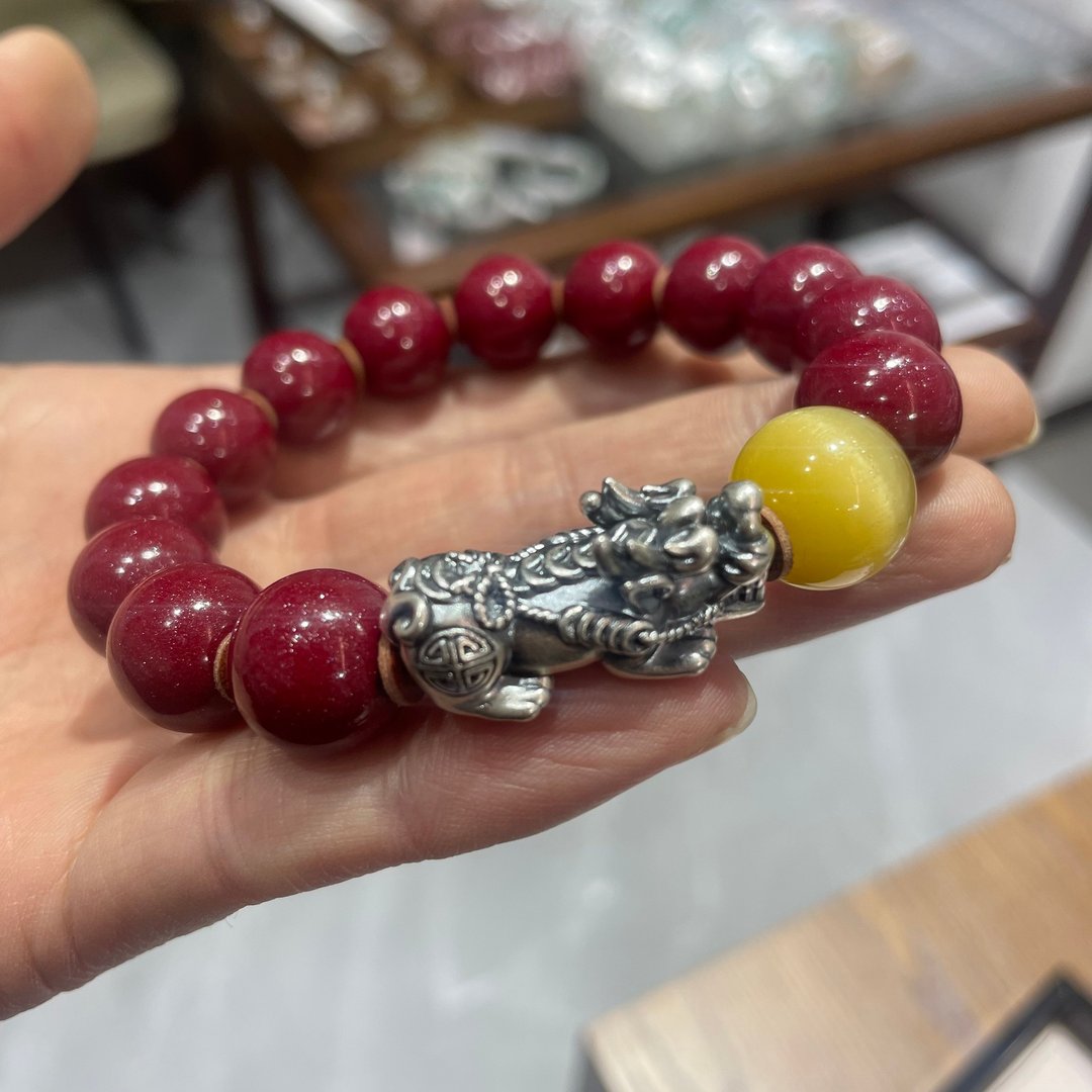 客户定制 紫金砂貔貅手链 珠经14MM 20手围 含量高达95%以上 - 手链/手环 - 宝石 