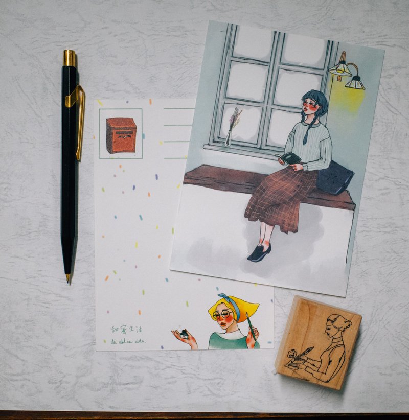 生活是诗明信片 - 卡片/明信片 - 纸 蓝色