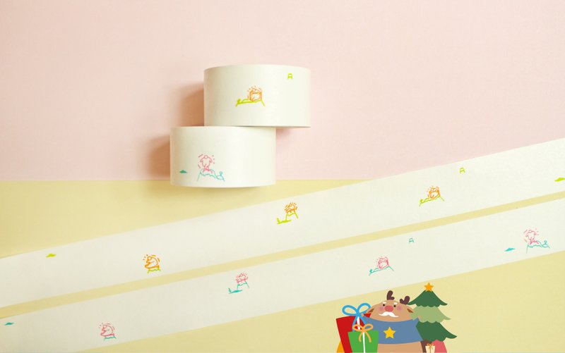 【胖子上山练武功 / 便利贴纸胶带 - 蓝红与橘绿各1入】 - 便条纸/标签贴 - 纸 多色