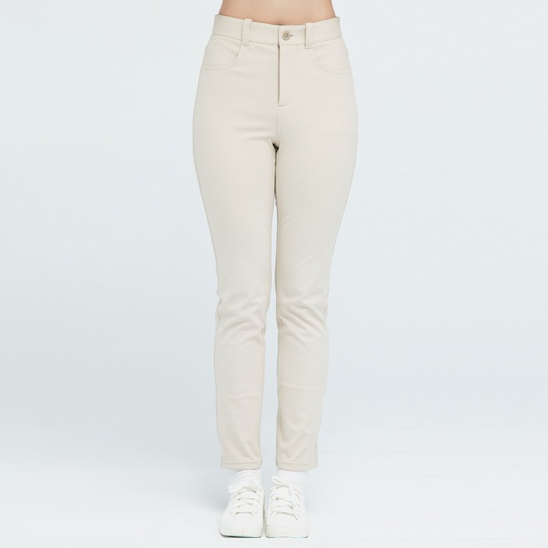 【全程台湾制造】REBOOT-复苏机能窄管裤(女)-暖木棕 - 女装长裤 - 聚酯纤维 卡其色