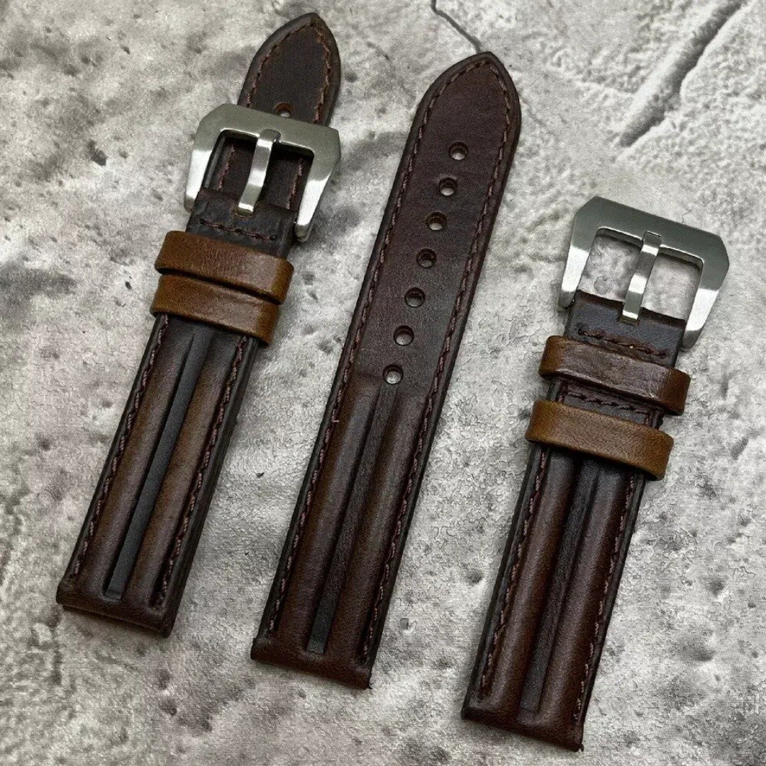 Timeless Watchband 军风油皮棕色真皮牛革男士表带18/20/22/24mm - 表带 - 真皮 多色
