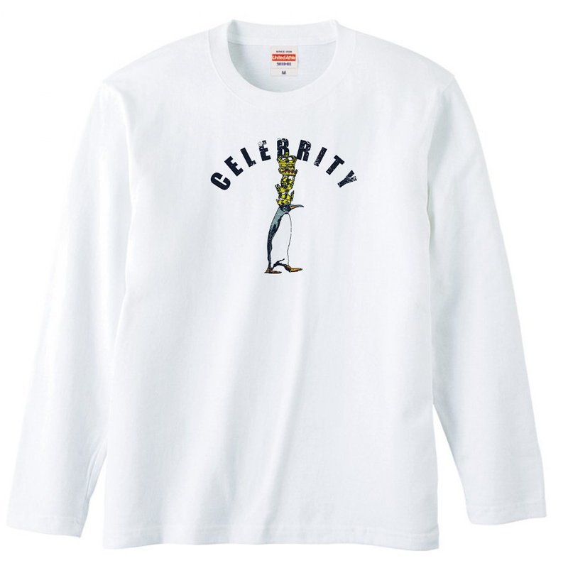 长袖 t 恤/ Celebrity penguin - 男装上衣/T 恤 - 棉．麻 白色