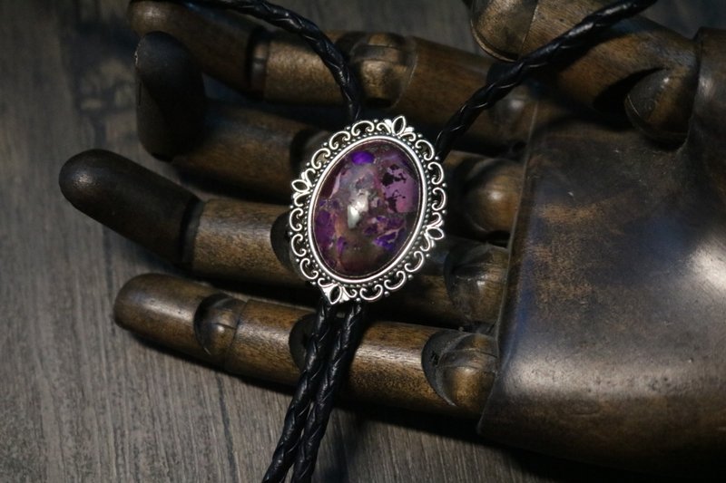 紫色帝王石保罗领带编织制皮绳tie礼盒装 - 领带/领带夹 - 水晶 紫色