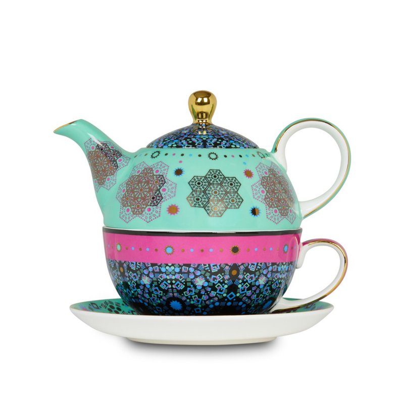 【T2 tea】魔幻摩洛哥系列_单人杯壶套组(水蓝) - 茶具/茶杯 - 瓷 