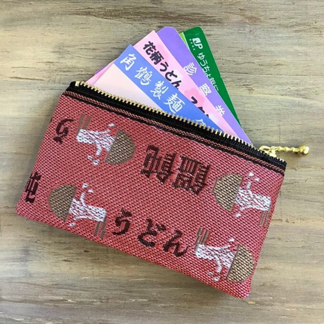 Mini pouch [Pirikara Udon] Tatami-rimmed coin purse Card case Red udon bowl - 化妆包/杂物包 - 其他材质 红色