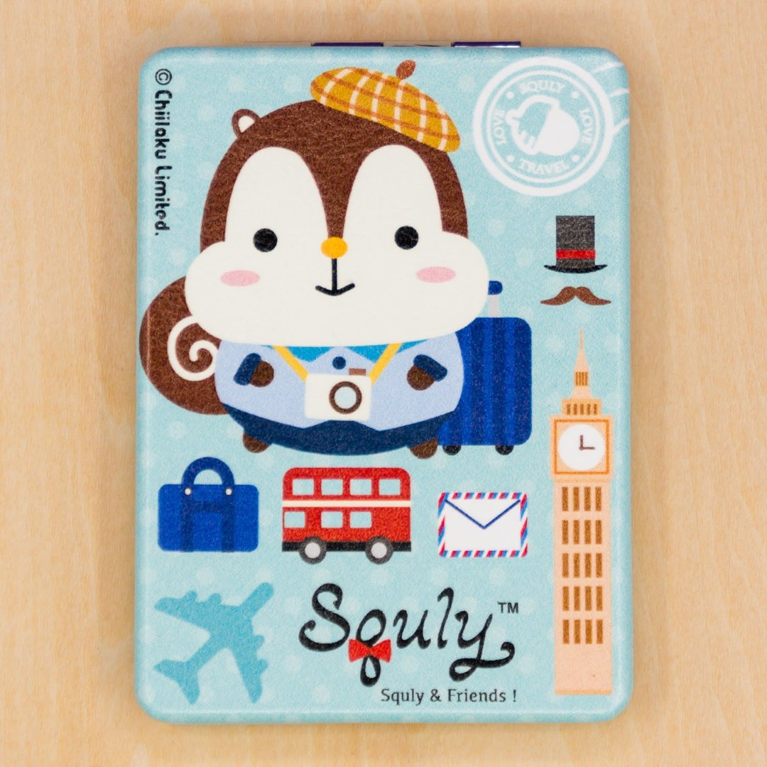 仿皮镜盒 随身镜 化妆镜  小松鼠 Squly 可爱企鹅 Kily 旅行主题 - 彩妆刷具/镜子/梳子 - 真皮 蓝色