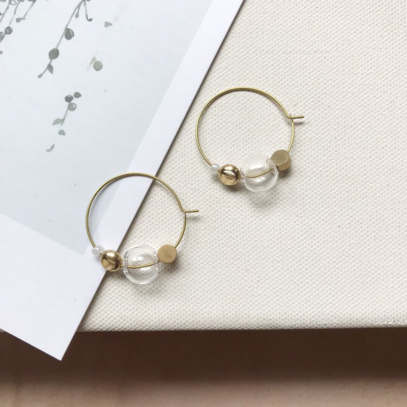 异国泡泡_黄铜耳环_耳针式 _透明 - 耳环/耳夹 - 玻璃 白色