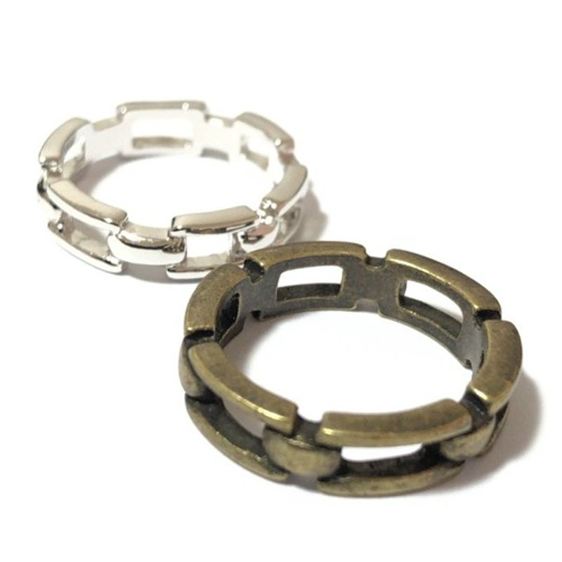 HARD CHAIN RING - 戒指 - 其他金属 咖啡色