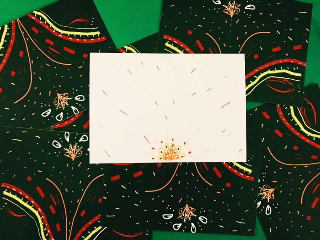 眼境×放空室联名 明信片 / celebrate - 卡片/明信片 - 纸 绿色