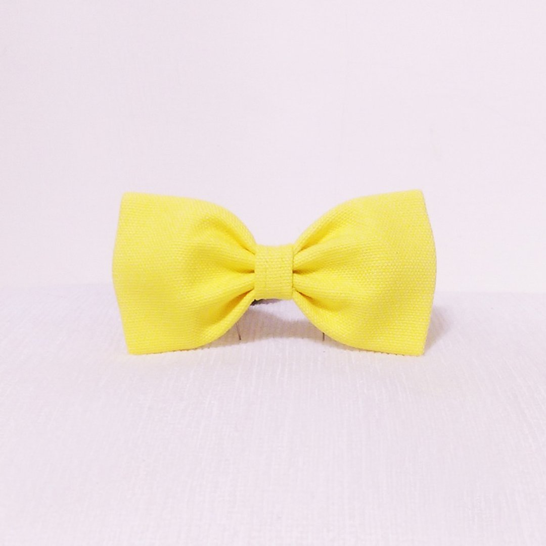 Ella Wang Design Bowtie 宠物 领结 蝴蝶结 猫 狗 黄色 素面 黑猫 - 项圈/牵绳 - 棉 黄色