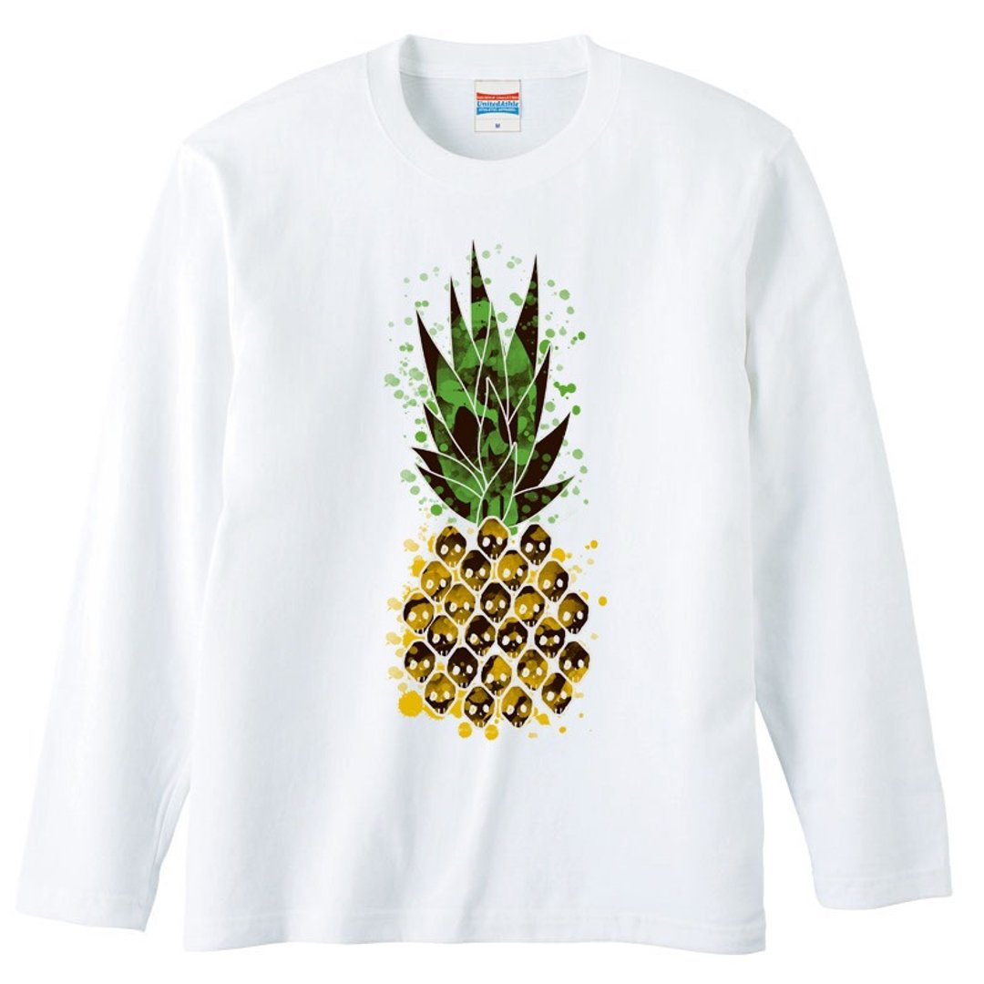 Long Sleeve T-shirt / Skull Pine - 男装上衣/T 恤 - 棉．麻 白色