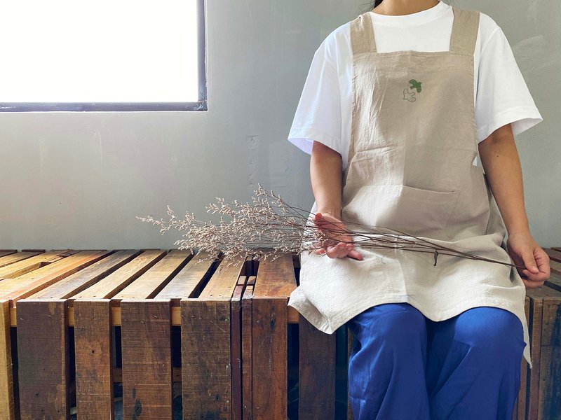 【手工绢印自选图】日系质感围裙 水洗亚麻棉 背带设计大人小孩款 - 其他 - 棉．麻 多色