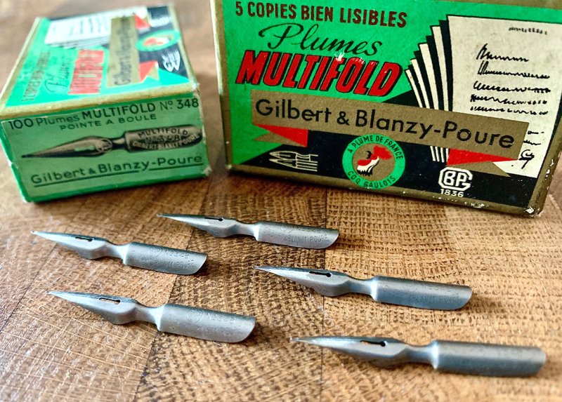 1950年代 法国老笔尖 Gilbert Multifold N. 348  沾水笔尖 - 蘸水笔 - 其他金属 
