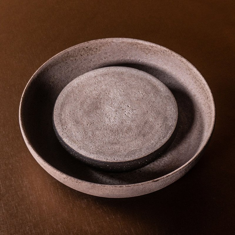 无我系列-两件式茶盘 / 壶承 - 茶具/茶杯 - 陶 黑色