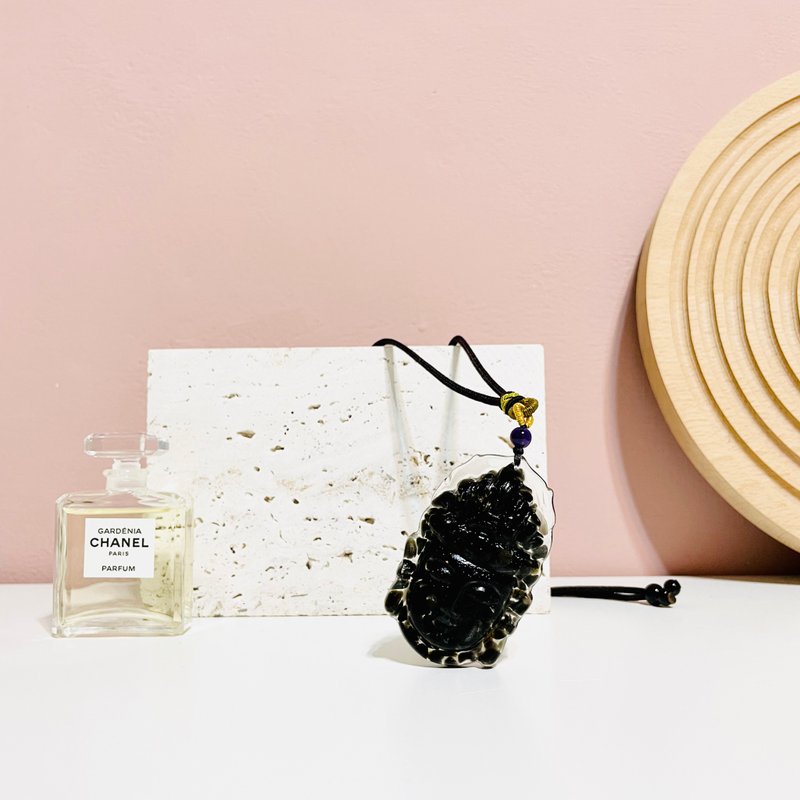 观音头像奥刚项链/奥刚能量塔/金字塔/开运招财/水晶疗愈/母亲节/ - 项链 - 半宝石 黑色