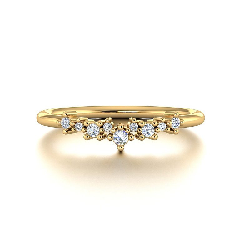 【轻珠宝】纯18K金简约排钻钻石线戒戒指 定制化婚戒订制 R017 - 戒指 - 钻石 银色