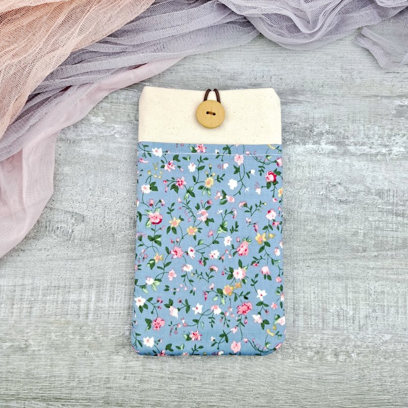 定制化电话包 手机袋 手机保护布套  - 田园小花 (M-081) - 手机壳/手机套 - 棉．麻 蓝色