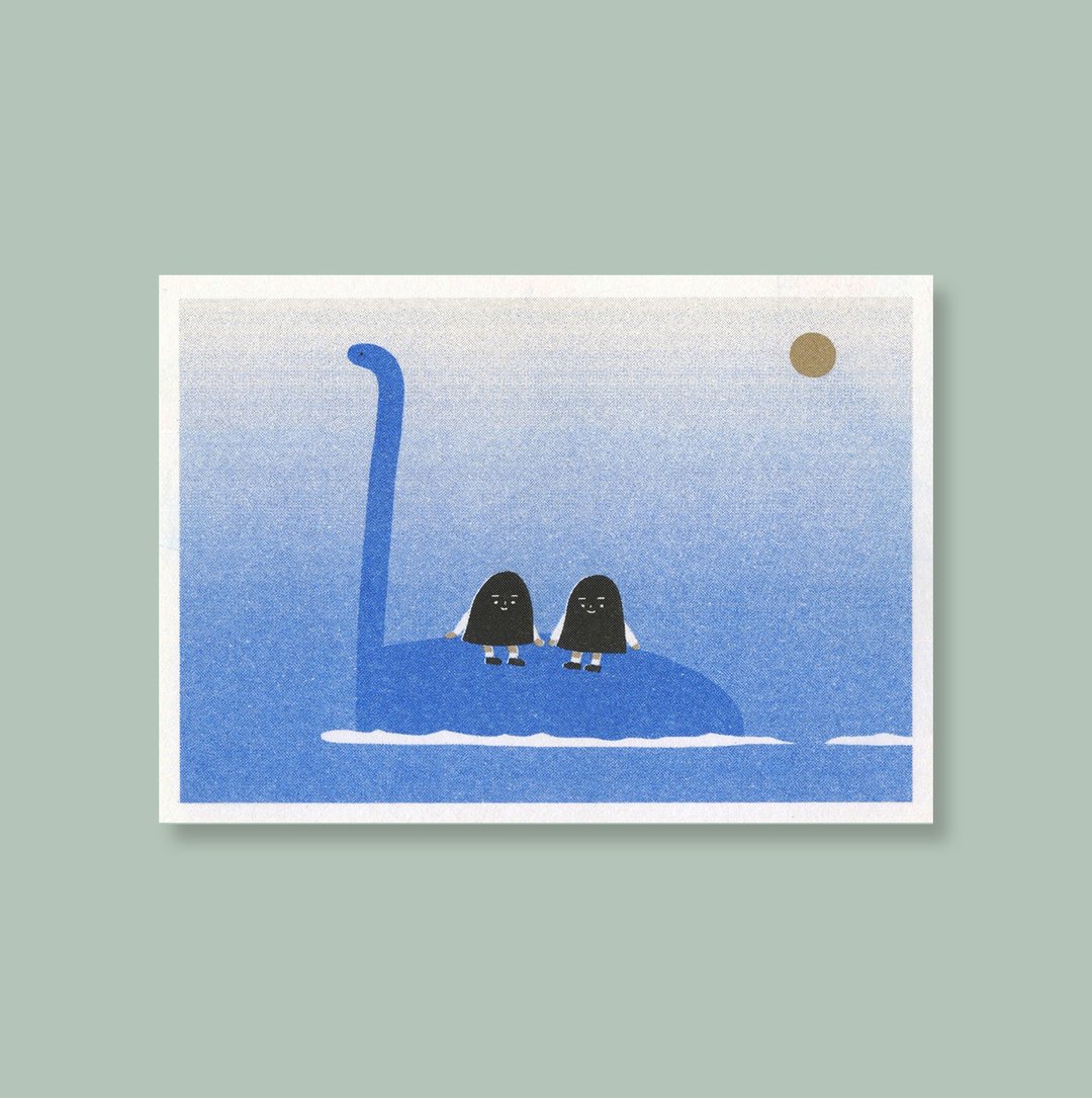 月亮 / Riso 明信片 - 卡片/明信片 - 纸 绿色
