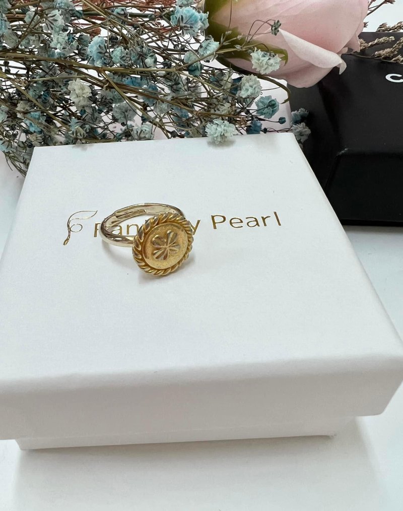 老件新作 金色幸运草钮扣戒指Reworked - 戒指 - 其他金属 