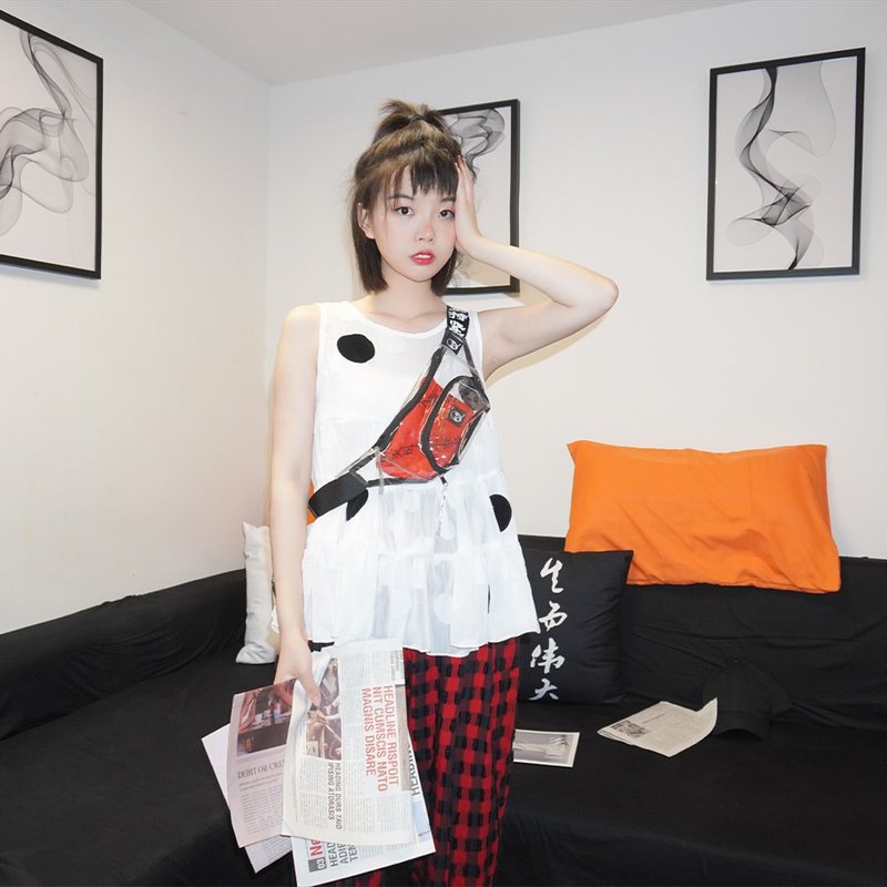 原创原创原创百搭胸包潮流ins单肩透明皮环保斜挎包腰包时尚手工 - 侧背包/斜挎包 - 塑料 