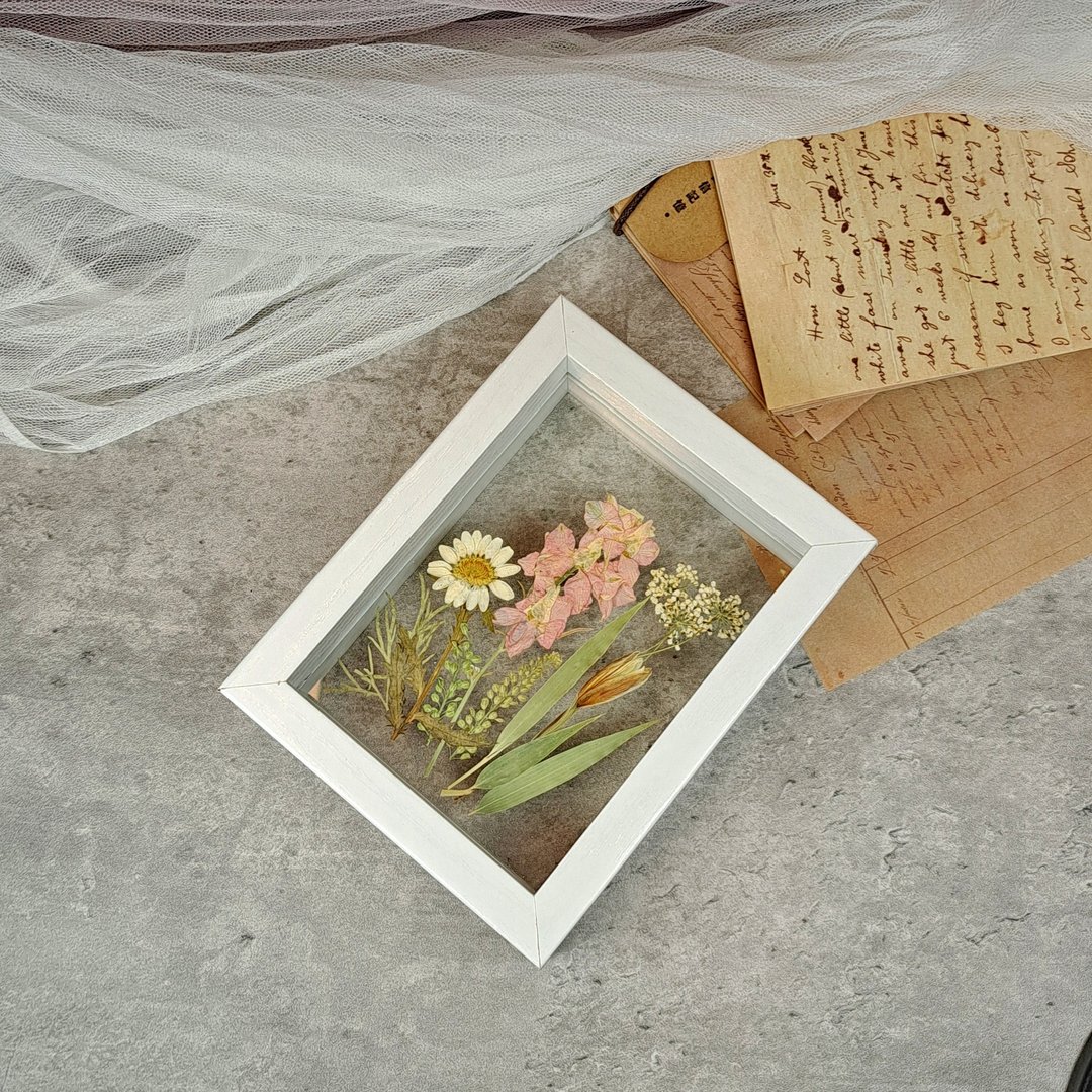 压花画座 干花摆设 押花画 家居装饰 礼物 生日礼物 FM-L002 - 干燥花/捧花 - 植物．花 粉红色