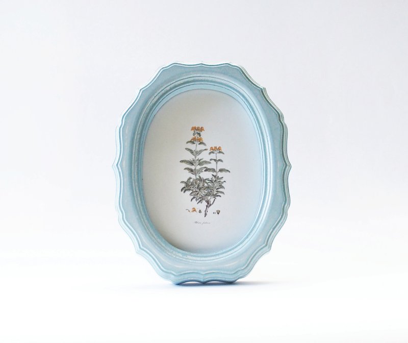 Christmas Gift WrappingVintage Rose charming photo frame glossy color oval shape - 画框/相框 - 木头 蓝色