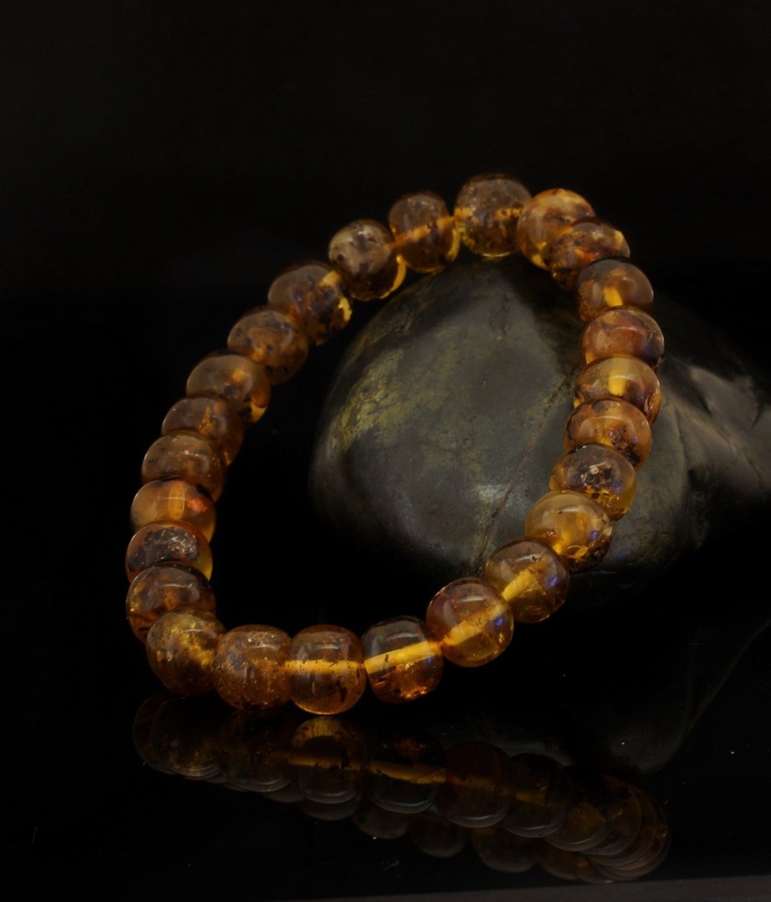 波罗的海天然药珀 9.5mm 手链 ( Baltic Amber Bracelet 9.5mm ) - 手链/手环 - 宝石 