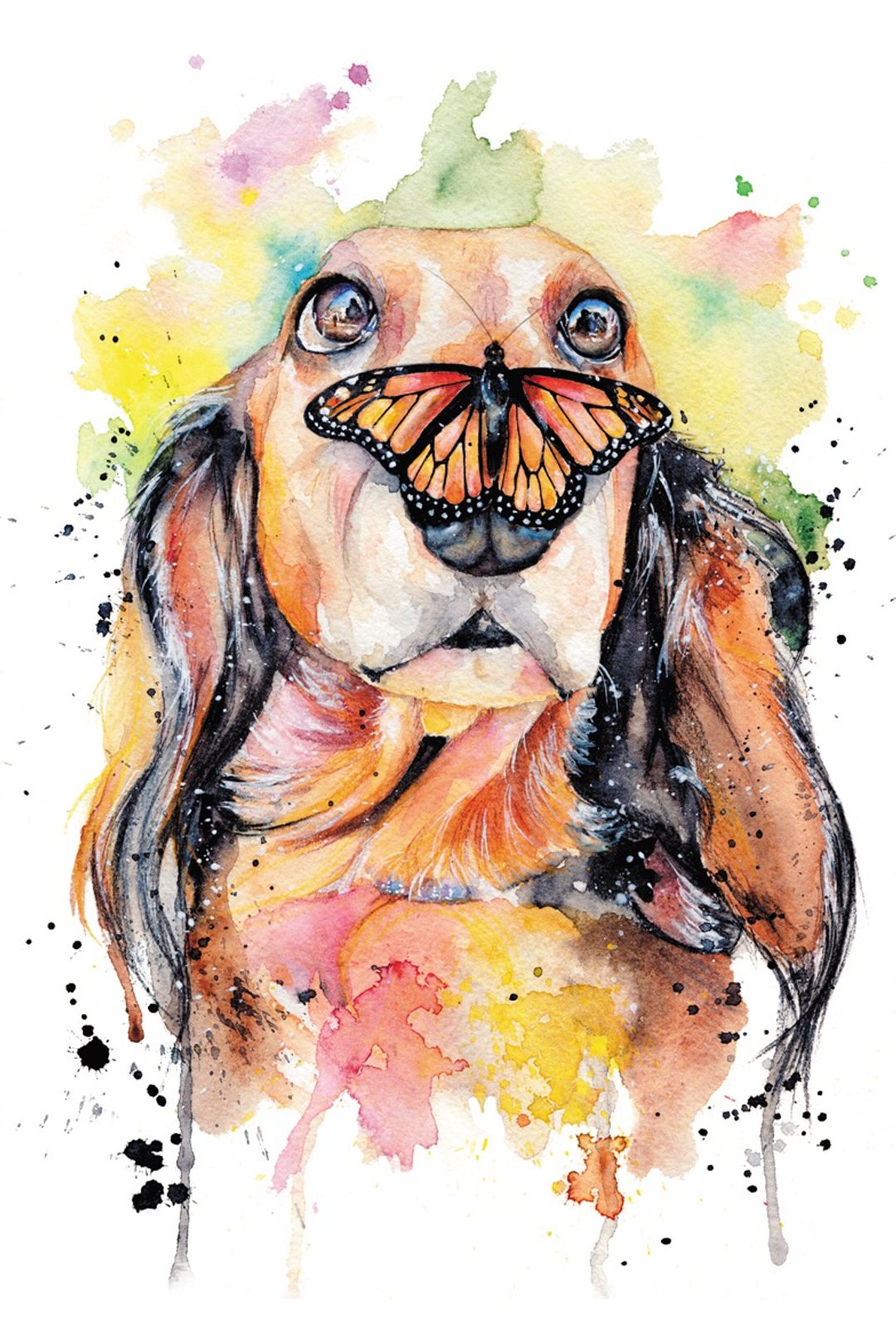 Watercolor Dog Portrait - 订制画像 - 纸 橘色