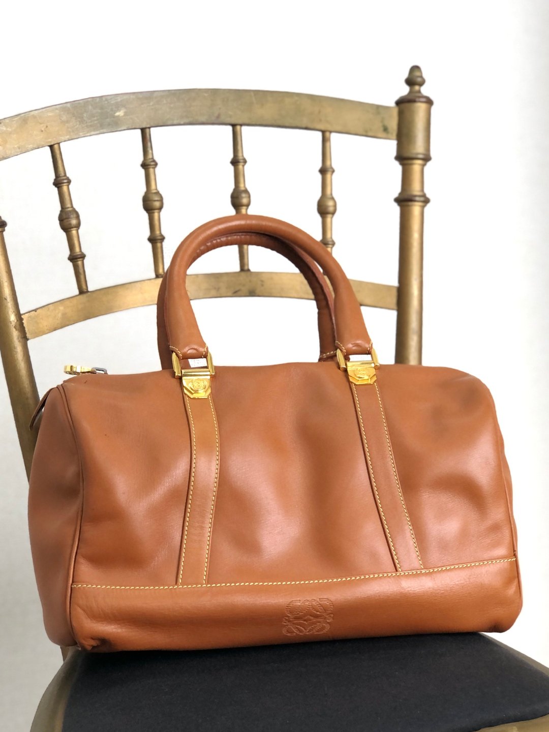 【日本直送，名牌二手包装】LOEWE 手袋棕anagram 皮革 Boston vintage vintage old ytueuz - 手提包/手提袋 - 真皮 咖啡色