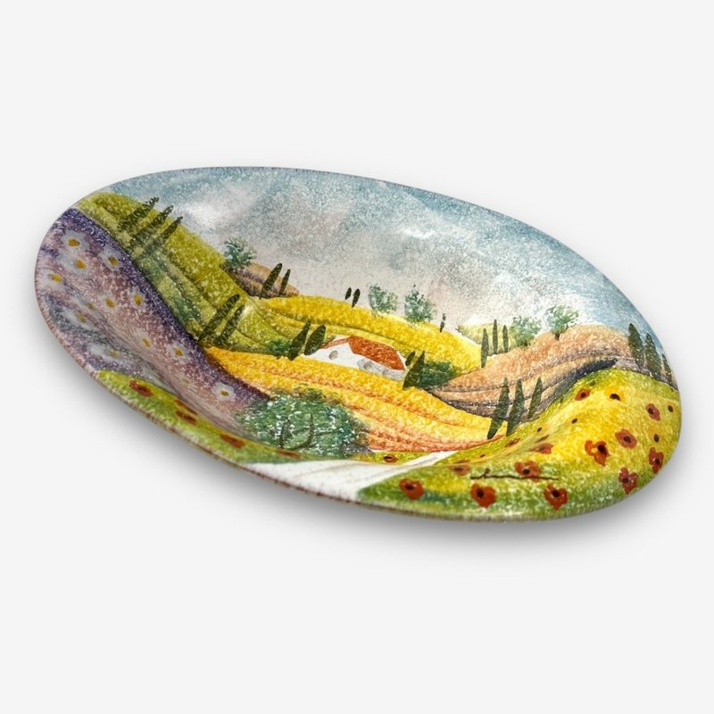 意大利手工陶-NS曙光 餐盘 25x17cm - 盘子/餐盘/盘架 - 陶 蓝色